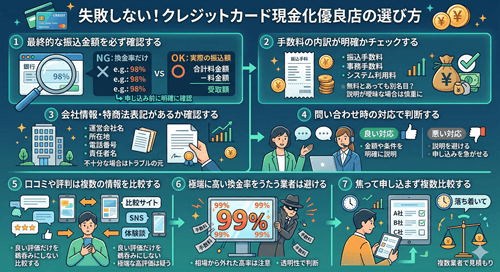 失敗しない！クレジットカード現金化優良店の選び方